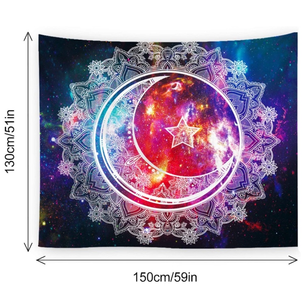 Neon Hippie/Indie Moon/Sun Floral Space Tapestry - Picture 4 of 7